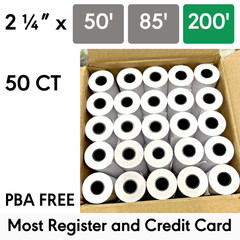 2 1/4  » x 200&prime; Thermal Receipt Paper for Most Register Credit Card POS 50 CT