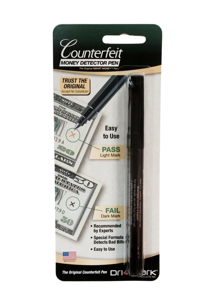 Dri Mark 351B1 Counterfeit Bill Detector Marker Pen, Made in 1 Pack, Black