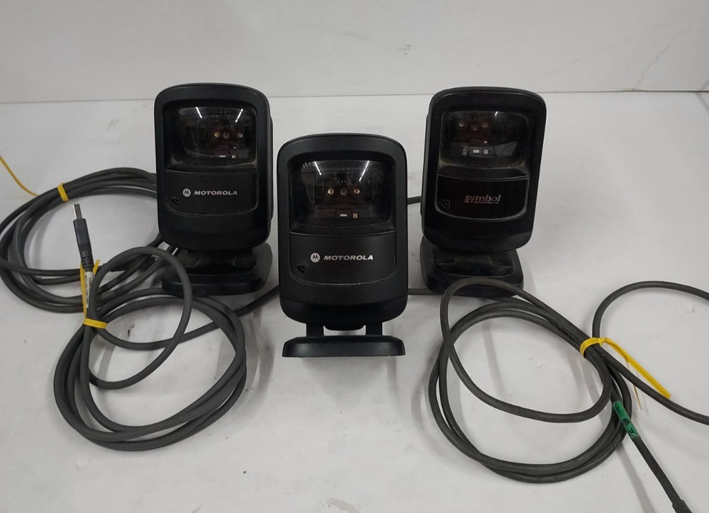Micros Symbol Motorola DS9208- Laser POS Barcode Scanner W/ Cords- Lot Of 3