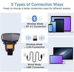 Eyoyo 1D Bluetooth Wearable Ring Barcode Scanner Mini Finger Bar Code Reader-NEW
