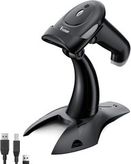 2D 1D Wireless Barcode Scanner with Stand, 3-in-1 Barcode Reader 2.4G Wireles…
