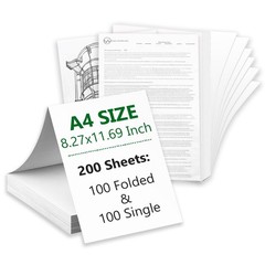 200 Sheets A4 Thermal Printer Paper 8.27×11.69 In Folded Single Sheet Set