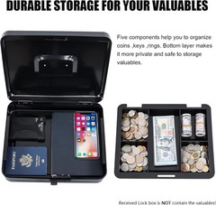 Elegant X-Large Metal Cash Box with Combination Lock – Secure & Portable