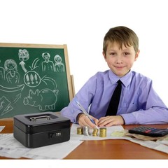 Black Medium Cash Box Money Tray Combination Lock 7 4/5 x 6 4/5 x 3 3/5 In