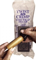 Twist-N-Crimp Coin Wrap Sealer Handy Tool For Cent Nickel Dime Quarter Rolls NEW