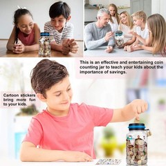 Digital Coin Counter Money Bank, 1.8L ABS Jar with LCD Display, Battery Opera…
