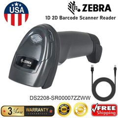 Zebra DS2208-SR00007ZZWW Corded Handheld 1D 2D QR Barcode Scanner w/USB Cable