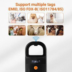 Pet Microchip Reader with D-Ring RFID Portable Animal Chip ID Scanner with OLED