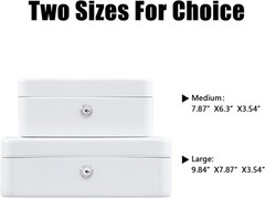 Medium Cash Box with Money Tray, Locking Safe with Keys, 7.87×6.30×3.54 Inches