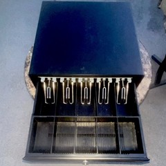 Locking Steel POS Cash Drawer w/ Keys, RJ11 Cable, Coin Tray & Media Slot