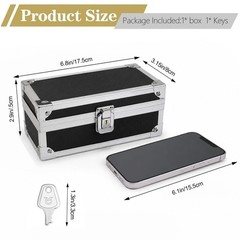 Cash Box with Lock, Aluminum Money Box, Single Row Currency Small size, Black
