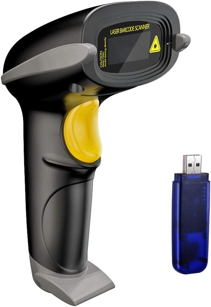 Wireless Barcode Scanner Laser 328 Feet Transmission Range USB Cordless Handheld