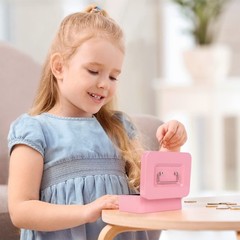 Cash Box Combination Lock Money Tray 7.87×6.3×3.54 Inch Metal Safe Pink Case Box