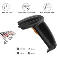 1D Wired Bar Code Scanners Readers for Computers PC, UNIDEEPLY medium, black