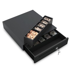 Cash Drawer 16 Inch Metal with RJ11 Cable – 5 Bill 5 Coin Tray for Small
