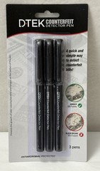 New CONTROLTEK® DTEK Counterfeit Detector Pens, Black, 3/Pack (D27)