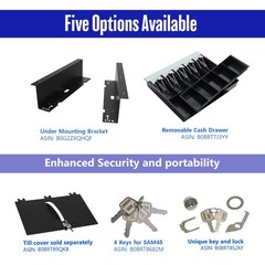 SAM4s 16 Heavy Duty Black Manual Push Open Cash Drawer with 5Bill/5Coin Stainles