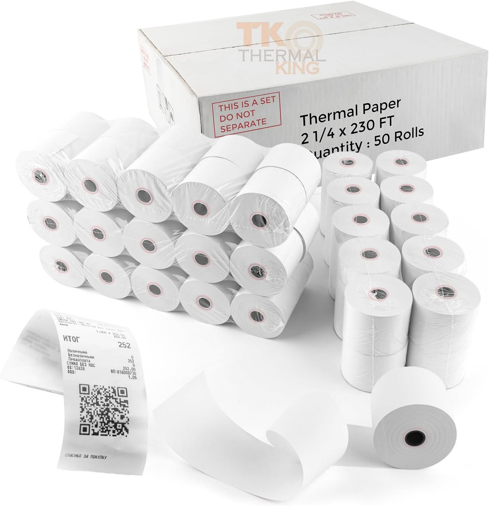 , 2-1/4&Prime; X 230&prime; Thermal Credit Card Paper Receipt Paper Compatib