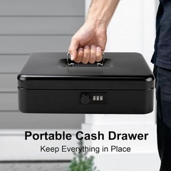 Cash Box with Combination Lock, Portable Metal Money box, 11.8&Prime; | 0.9mm Body,…