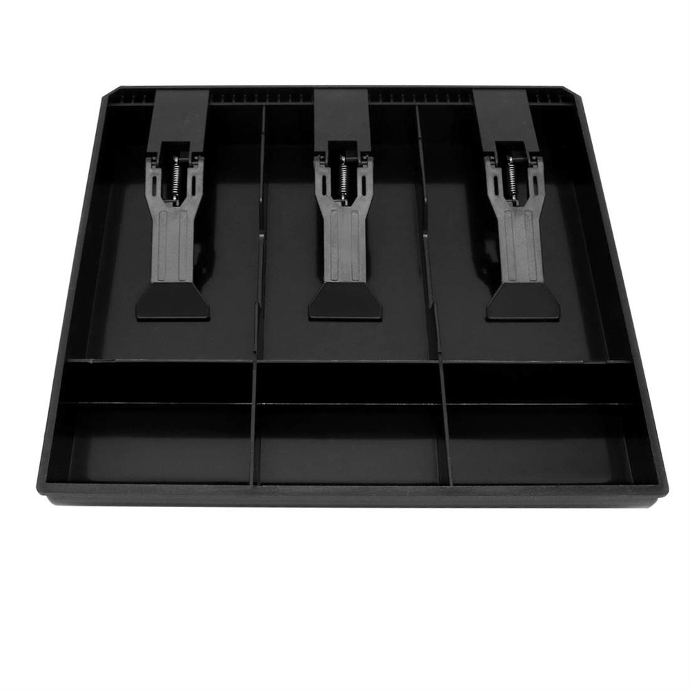 Cash Register Drawer Insert Tray 3 Bill 3 Coin Compartments Plastic Clip Black