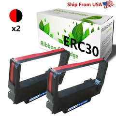 2 PK Epson ERC-30 Black Red Ribbon Compatible TM-300 TM-U200 TM-U200A TM-U200B