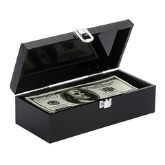 Hipiwe Acrylic Lockable Cash Box with Key Single Row Currency Small, Black