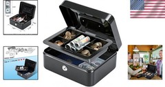Portable Key Lock Cash Box with Removable Money Tray, 7.87&Prime; for Home & Business