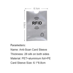 10Pcs Anti-Scan Card Sleeve Anti-Theft Anti-Magnetic anti RFID/NFC Scanning Alum