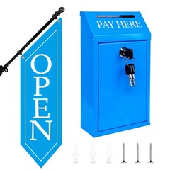 Locking Metal Cash Box with Key – 10.2&Prime;x5.7&Prime;x2.8&Prime; Money Collection Safe for F…