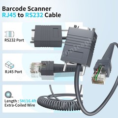 2PC*5M RS232 to RJ45 Scanner Cable For Zebra DS9808 DS6707 DS6700 DS6708 DS4208