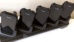 Lot of 8 Zebra TC21 TC210K Mobile Barcode Scanners, Trigger Handles and Chargers
