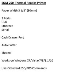 Thermal Receipt Printer – USB, Ethernet/LAN, & Serial Ports – Auto Cutter- Ca…