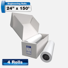 Alliance Wide Format Paper 24&Prime; X 150&prime; CAD Bond Rolls (24Lb | 4 Rolls, 24 in X 15