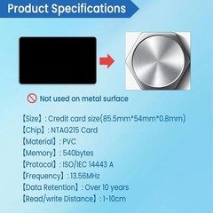 50pcs NFC Tags Ntag215 Black NFC Cards Rewritable NFC Business Card | 504 Byt…