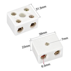 2 Way Ceramics Terminal Block High Temp Porcelain Ceramic Connector 39×31.5x23mm