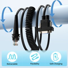 RS232 to RJ45 Coiled Cable 5M For Honeywell 1981i-FR 1910i-ER 1990iXR 1911i-ER