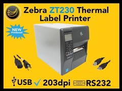 Zebra ZT230 Thermal Transfer Label Printer 203 dpi, USB, RS232, USA Seller!🔥⭐