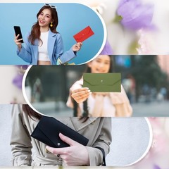 2Pcs PU Leather Envelope Wallet Money for Women Men,Yellow