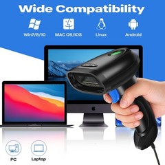 Handheld 1D & 2D USB Barcode Scanner – Wired QR Code Reader for POS, Retail & Wa