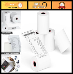 Thermal Receipt Paper Rolls 3-1/8&Prime; x 230ft for POS/Cash Register – 5 Pack