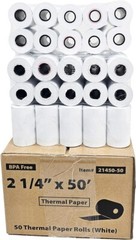 ( 50 rolls – 50 GSM Finland Paper ) 2 1/4 X 50 White Thermal Rolls – PAX A920