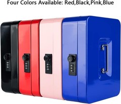 Water-Resistant Metal Cash Storage Box with Combination Lock, 7.87&Prime; Compact Size