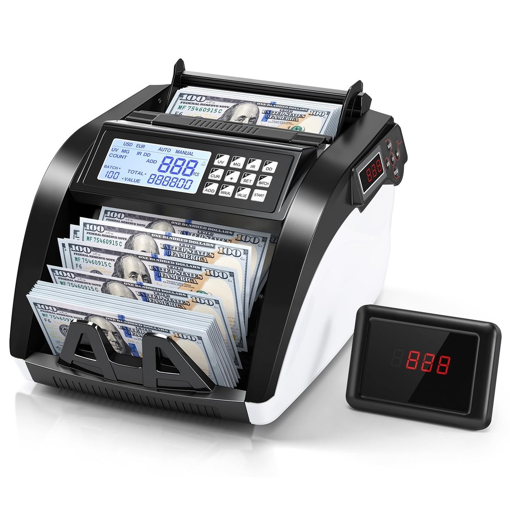 Money Counter Machine with Value Count,4&Prime; LED Display,Cash Counter for Dollar…