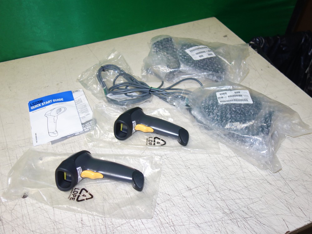 Lot of 2x * Symbol LS2208-SR20007R Barcode Scanner With Cable and Stand * NEW