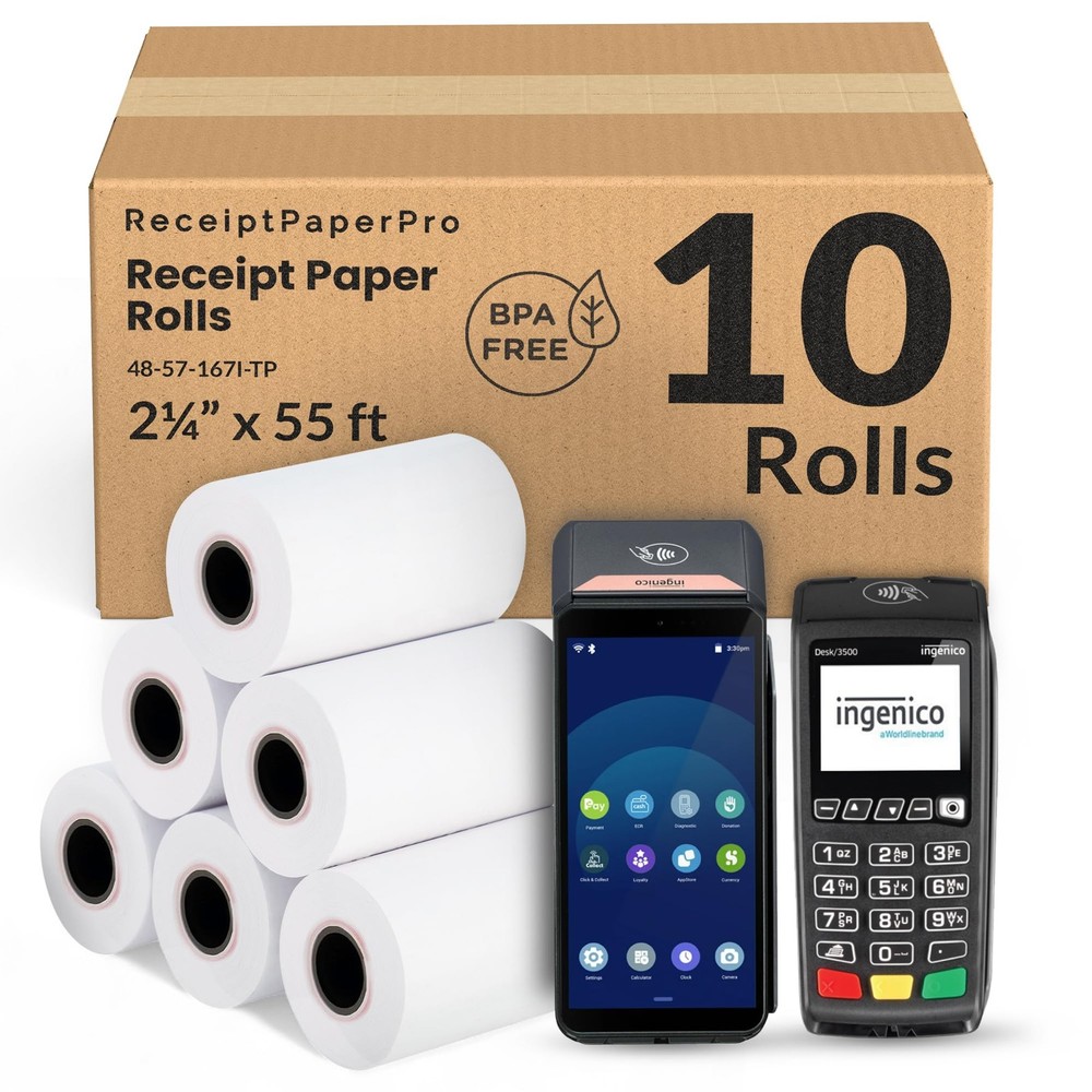 Receipt Paper Rolls For Ingenico Desk 3500 Move 5000 DX4000 DX8000 Terminal