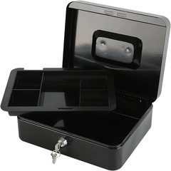 Locking Steel Large Cash Box with Removable Coin Tray and Key Lock,9.84&Prime;x 7.8…
