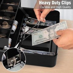 Portable Cash Box W/ Key Lock & Money Tray Organizer Home School Outdoor New