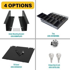 16inch Heavy Duty Manual Push-Open Cash Drawer with 5Bill/5Coin, Removable Ti…