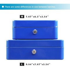 Locking Steel Large Cash Box with Removable Coin Tray and Key Lock,9.84&Prime;x 7.8…