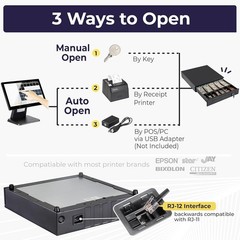 Secure Under Counter Cash Drawer for POS, 5 Bill/7 Coin, 16&Prime; Heavy Duty Design